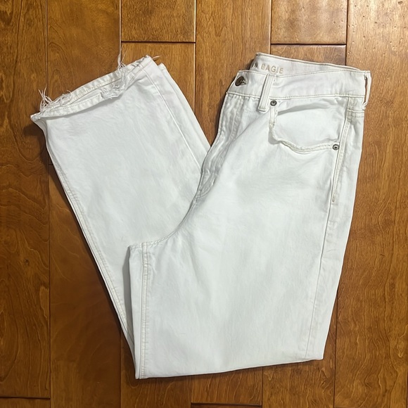 American Eagle Highest Rise Jeans Size 12 Short White Relaxed Casual Coastal - Picture 3 of 16